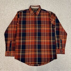 Arrow Blue and Orange Casual Button Down Shirt with Bold Plaid Design